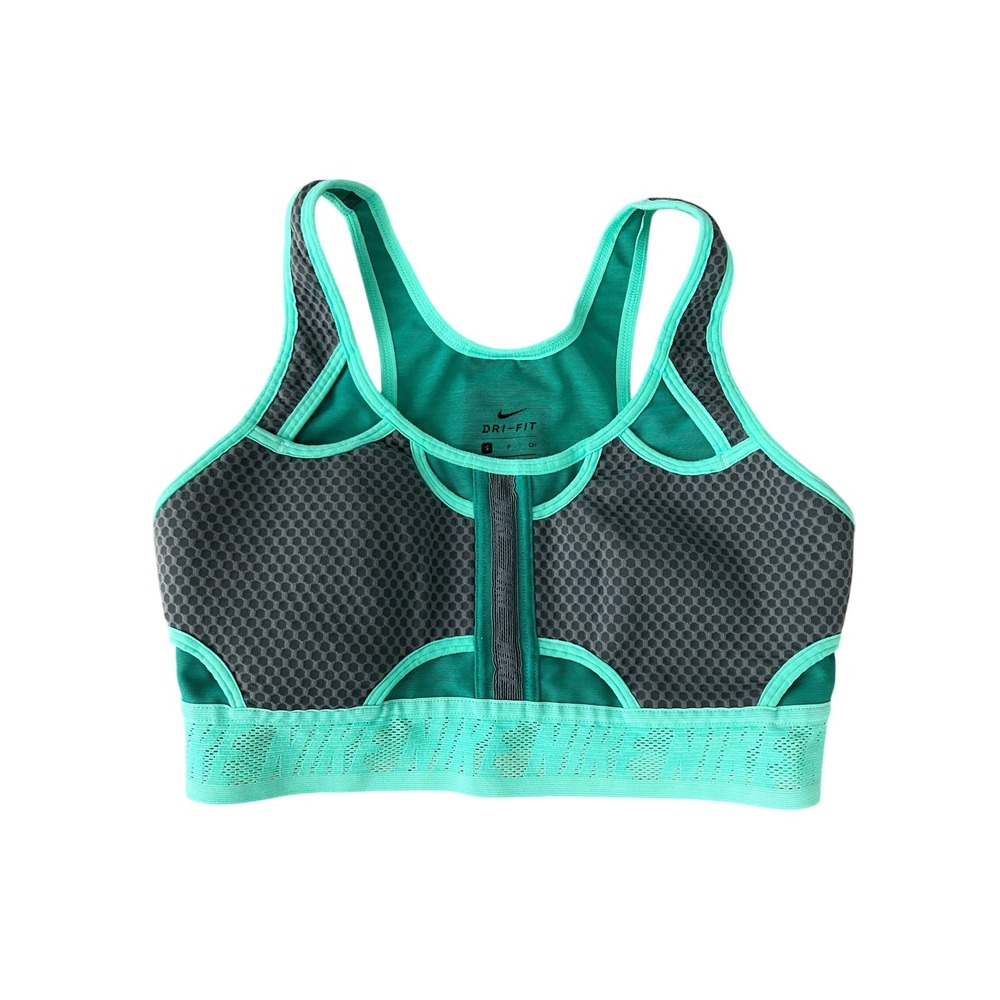 Nike Pro‎ DRI FIT Sports Bra Teal Green Gray Racerback S Activewear